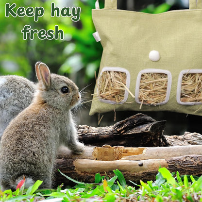 Cute Hanging Rabbit Hay Feeder Bag, Guinea Pig Hay Bag, Bunny Feeders Holder Storage For Small Pets Bunnies Chinchilla Hamster Rats, Guinea Pig Accessories For Cage, Bunny Accessories For Cage (Green) - Image 5