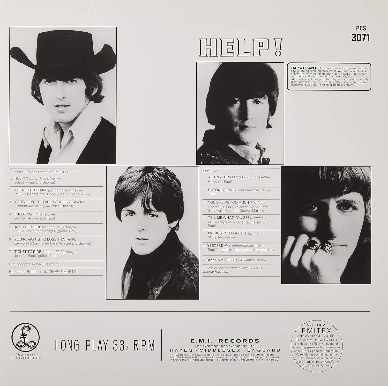 The Beatles Help record album gatefold and replicated original sleeve artwork