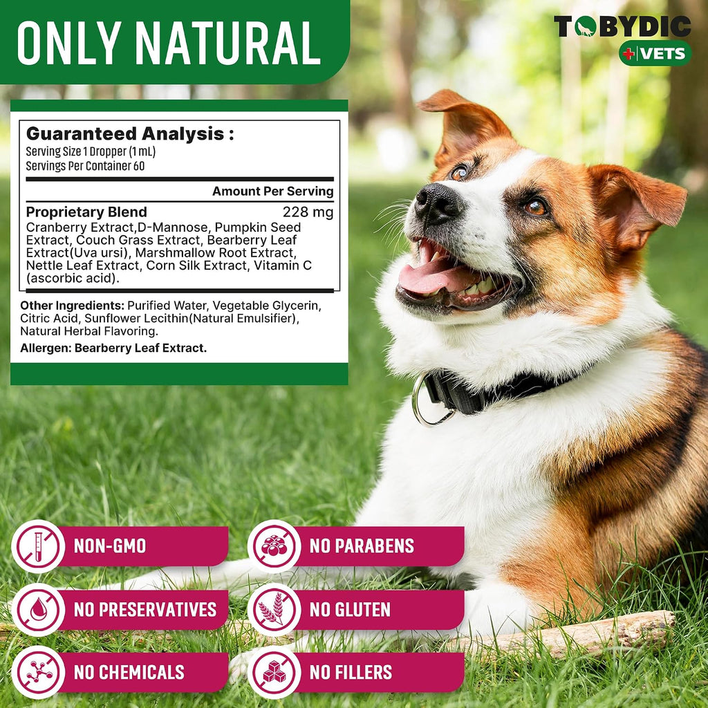 Third party tested liquid pet UTI medicine being added directly to pet food.