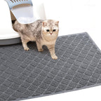 Compact twenty three by fourteen inch grey cat litter trapping pad