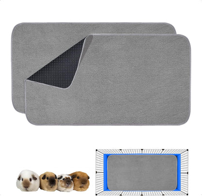 Guinea Pig Cage Liner, 4 Pack - Washable, Reusable, Leakproof Fleece Bedding Pads for Small Animals with Anti-Slip Bottom - for 15''X29'' Area, Gray - Image 9