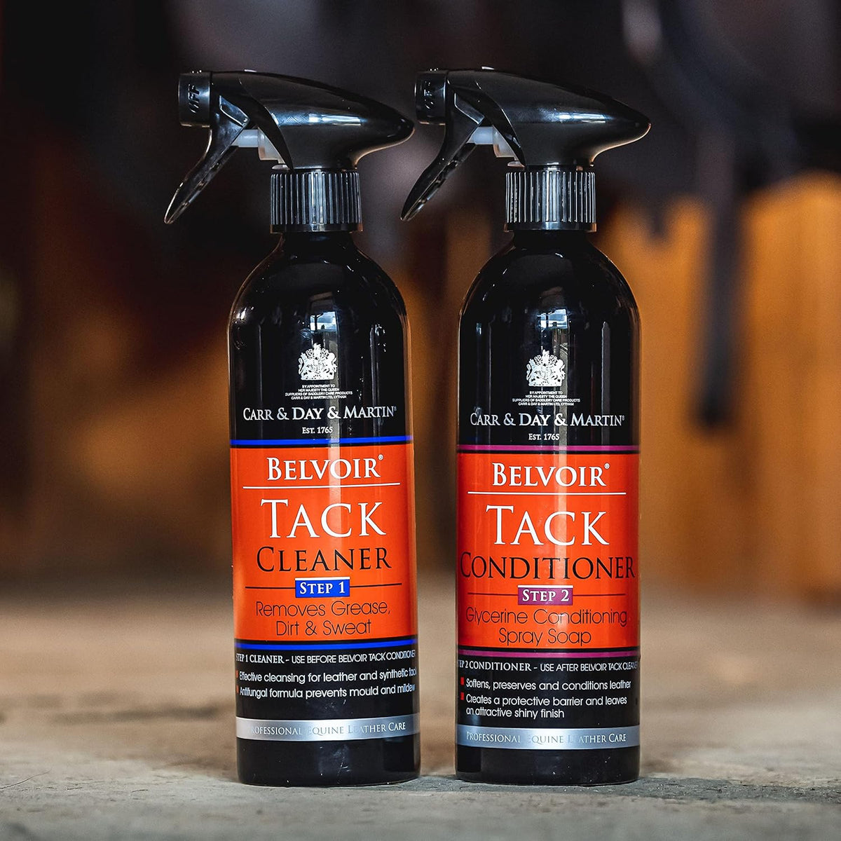 Imported Carr Day Martin Belvoir tack cleaner step 1 premium leather care packaging