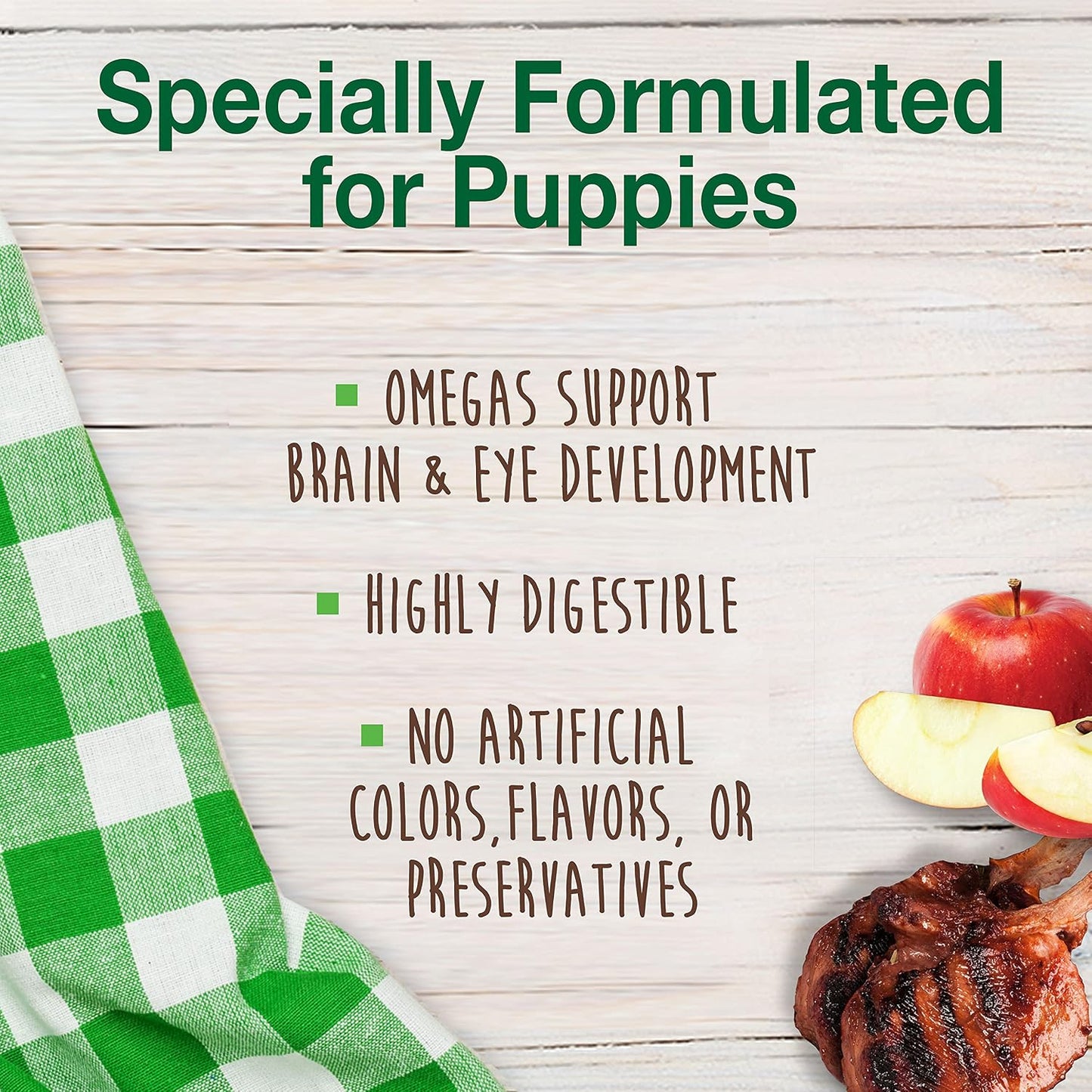 Close up of lamb and apple flavored puppy chews
