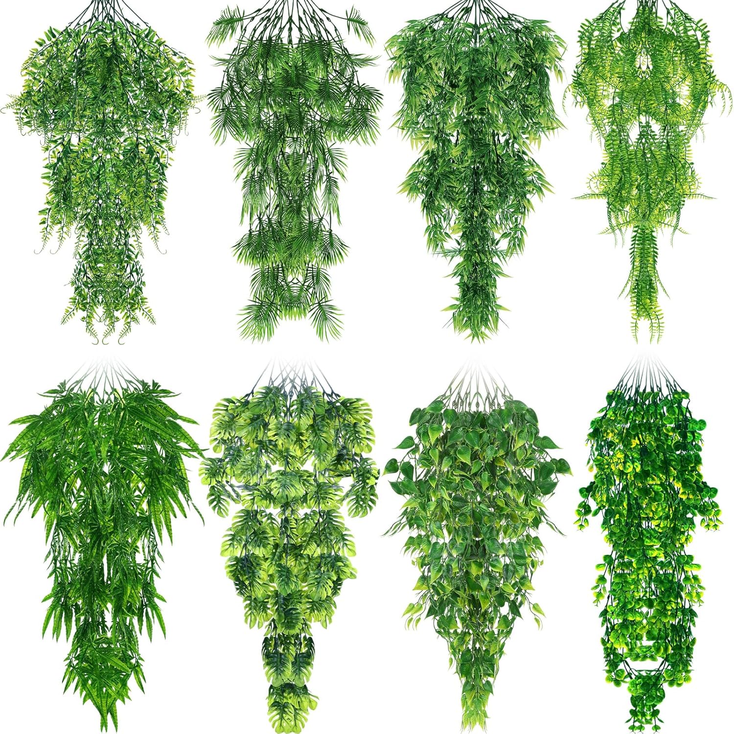 Suncalla 8 piece reptile terrarium hanging plants front view