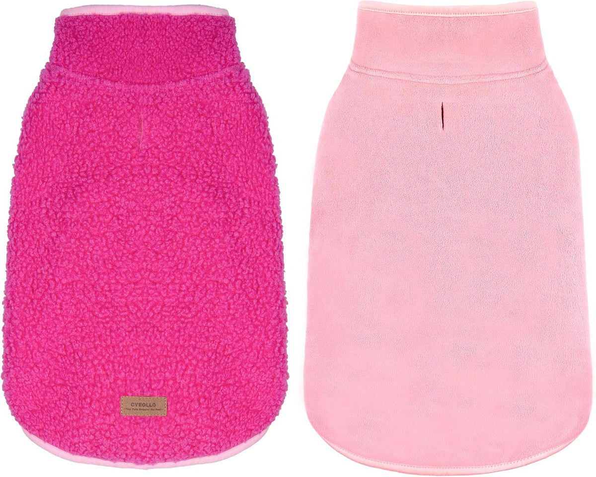 cyeollo Sherpa Dog Coat Turtleneck Reversible Fleece Vest Sweater Thick Pet Clothes for Cold Weather Winter Jacket Warm Dog Coats for Medium Large Dogs, Pink XXL - Image 14