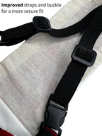 Side angle view of the chicken diaper displaying breathable fabric texture
