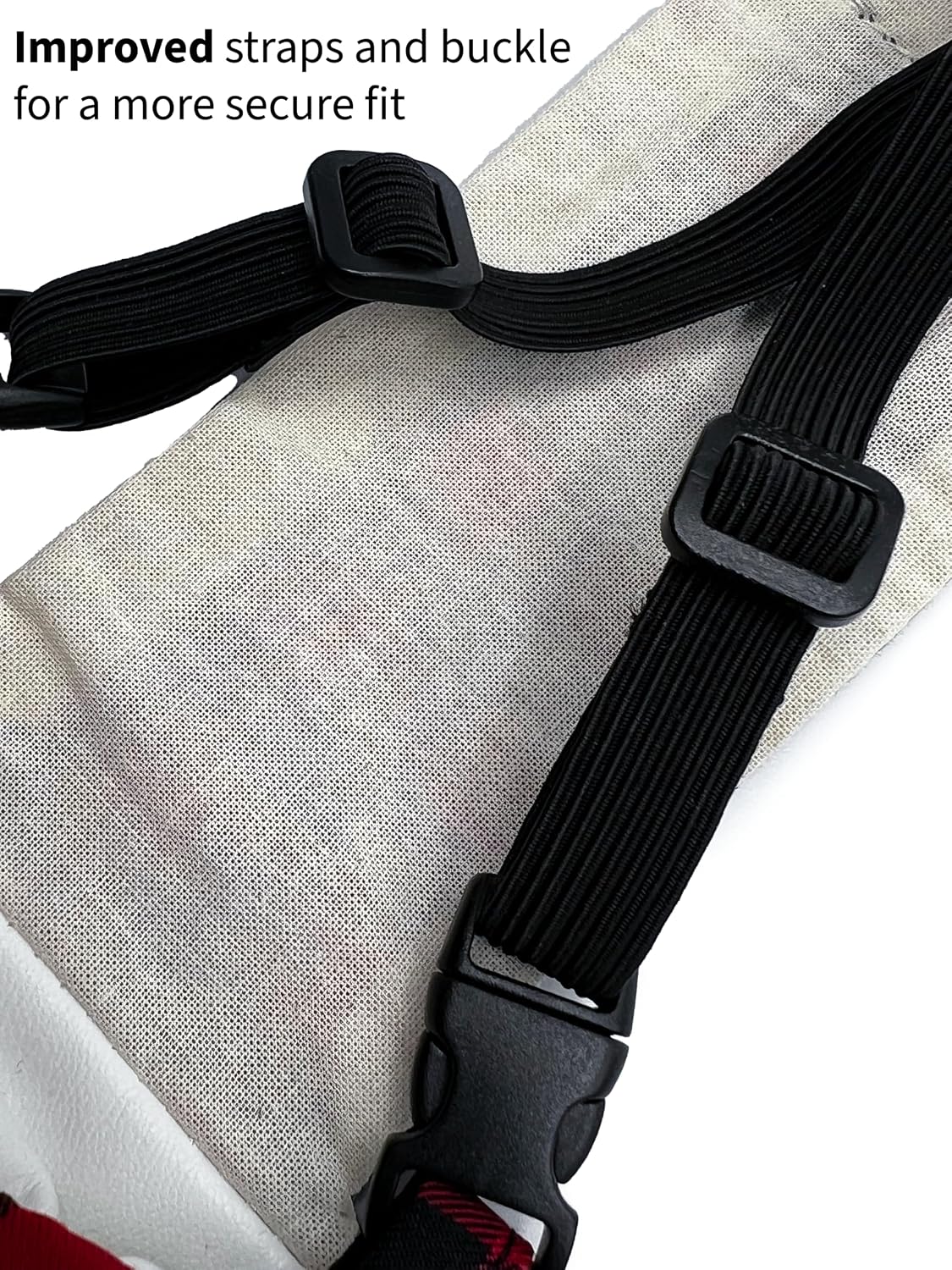 Side angle view of the chicken diaper displaying breathable fabric texture