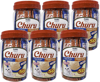 INABA Churu Lickable Grain-Free Pure Cat Treats, 25 Tuna & 25 Chicken | Grain-Free, Lickable, Squeezable Creamy Pure, Treat/Topper - Image 9