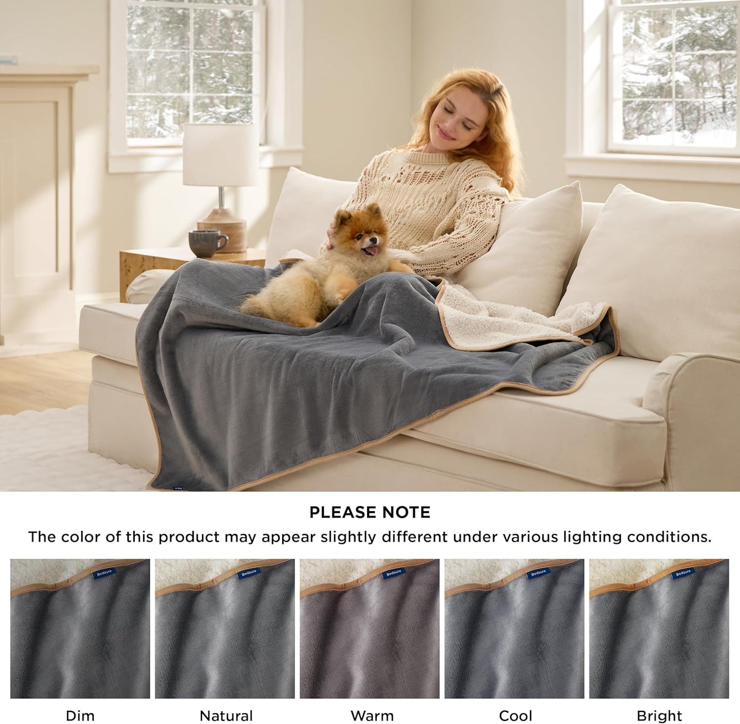 Bedsure leakproof puppy blanket spread on a car seat for travel