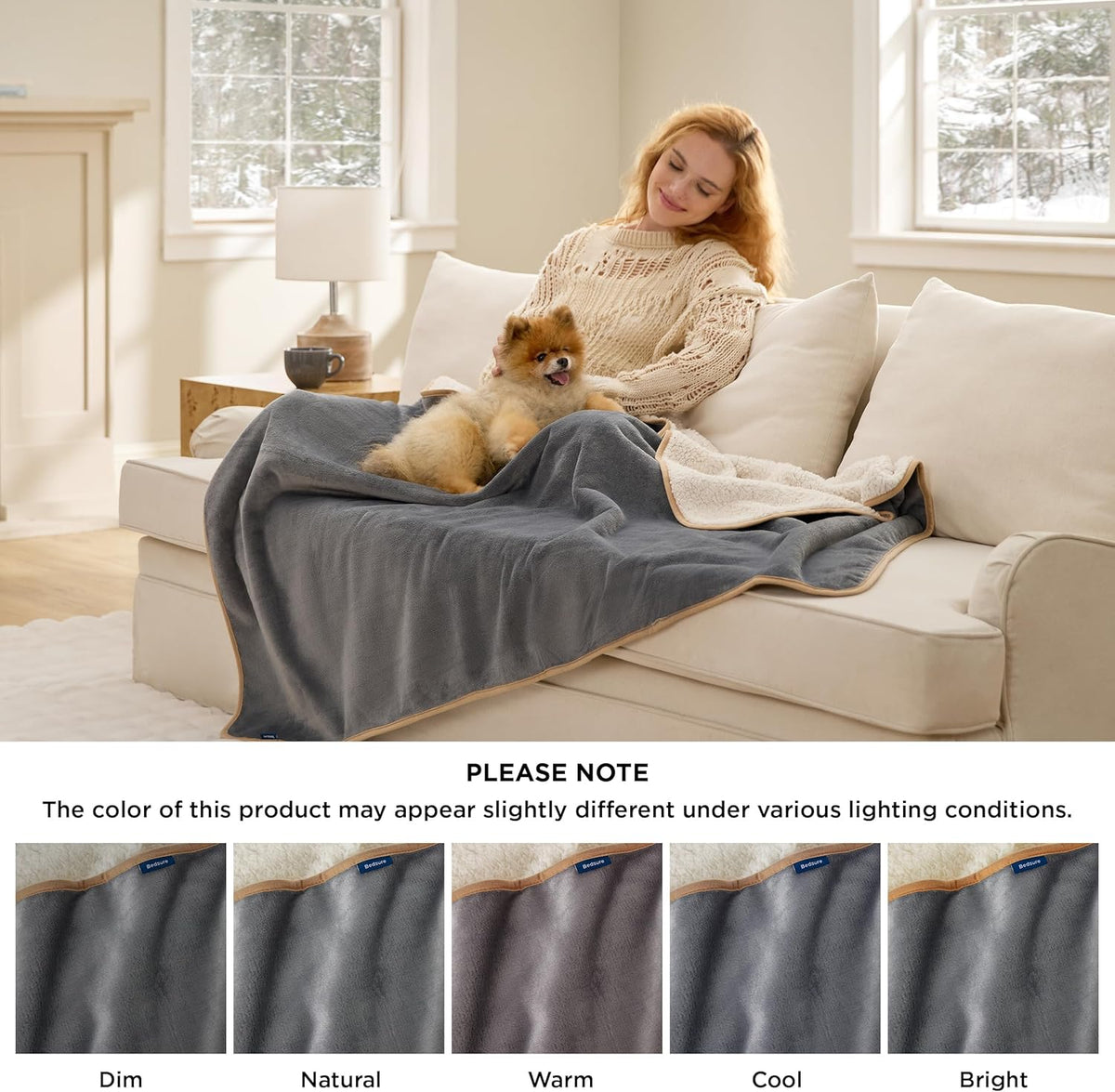 Bedsure leakproof puppy blanket spread on a car seat for travel