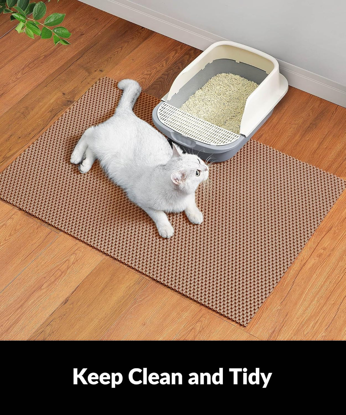 Cooyes durable scratch resistant cat litter mat protecting home carpets.
