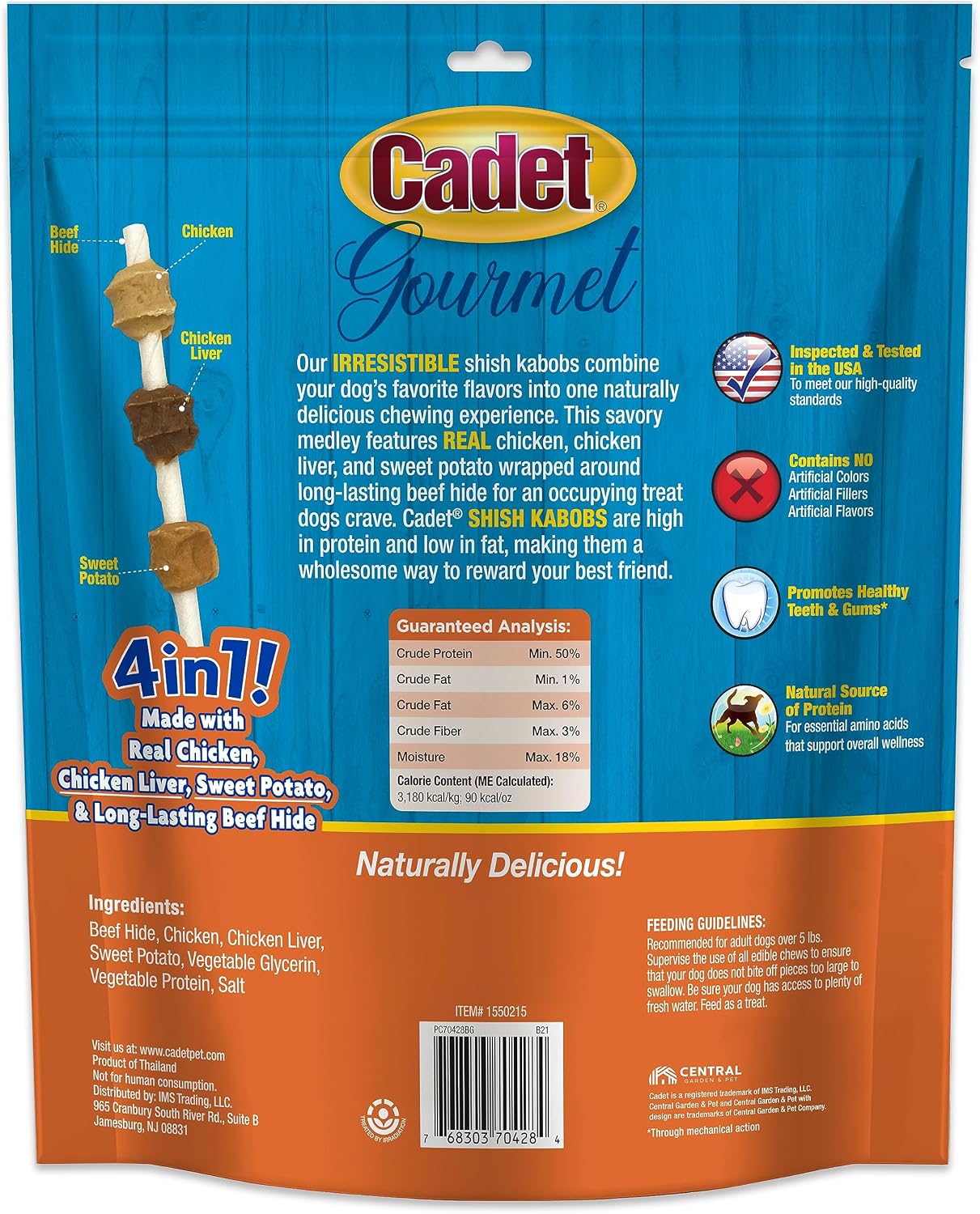 Cadet Gourmet Shish Kabob Dog Chews for Small Dogs, Rawhide Treats with Chicken, Duck and Sweet Potato, Healthy & Natural Beef Hide, 5-Inch Sticks, 24 oz - Image 10