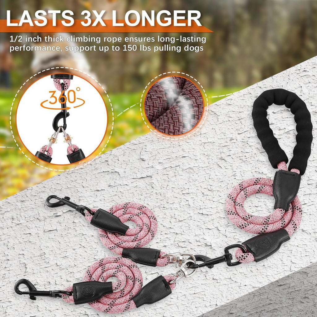 Detachable 360 degree swivel coupler close up no tangle dog leash