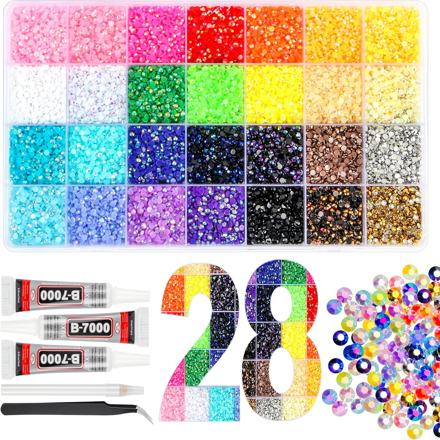 Egkamh 35000 piece resin jelly rhinestone kit with storage box