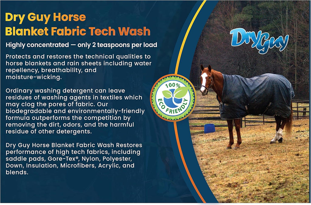 Authentic Dry Guy Tech Wash sixteen fluid ounce bottle for restoring turnout blanket waterproofing