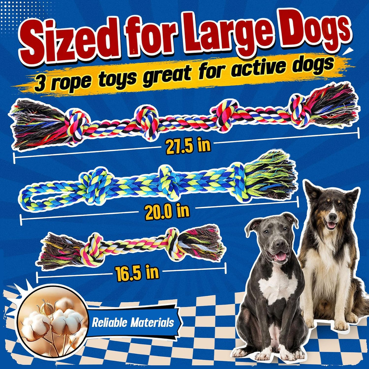 Forfon cotton rope dog toy pack with included waste bags