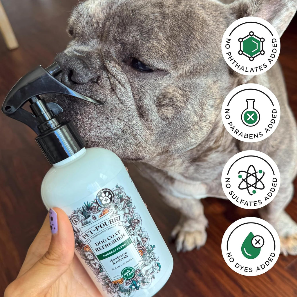 Premium authentic Poo-Pourri dog coat refresher packaging back label