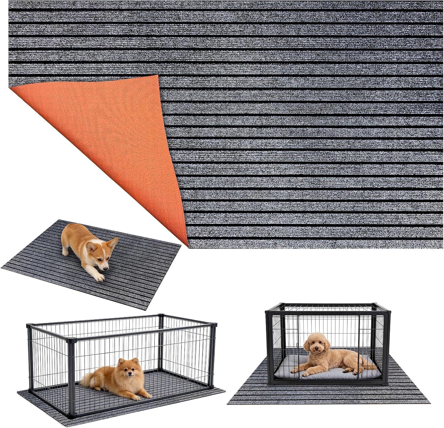 Varrisin dog crate mat front view showing charcoal grey surface