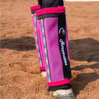 Royal blue large horse fly boots showing the black center stripe and durable mesh material.