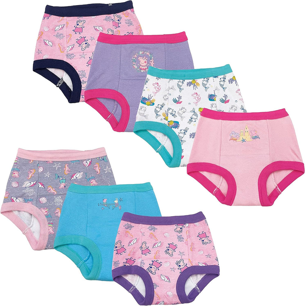 Peppa Pig girls potty training pant multipack front view showing assorted character prints