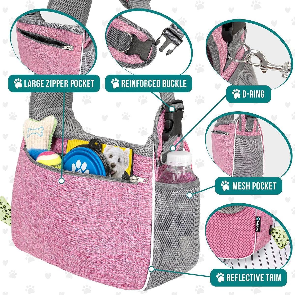 Interior view of PetAmi cat sling with removable sherpa bed
