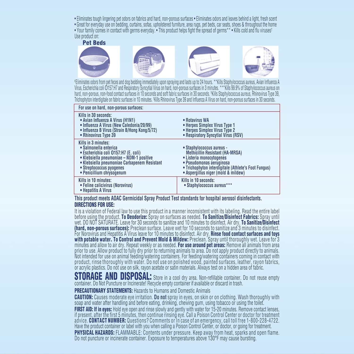 Lysol Pet Odor Eliminator canister label details