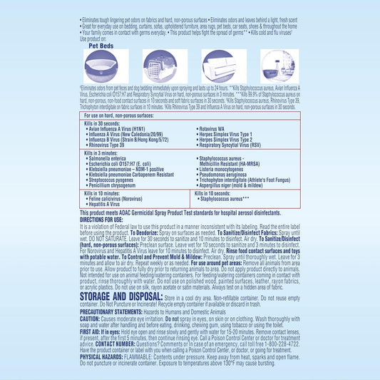 Lysol Pet Odor Eliminator canister label details