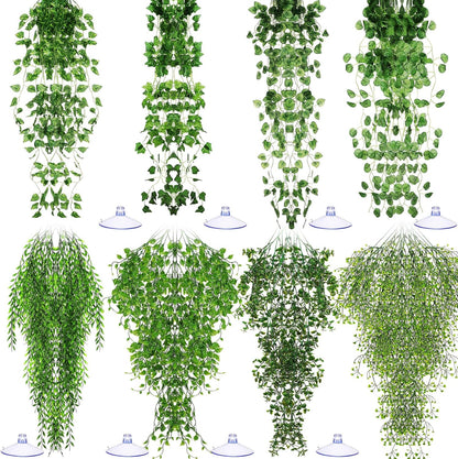 Suncalla Reptile Plants Terrarium Hanging Plants Vines Boston Climbing Terrarium Plant with Suction Cup for Bearded Dragons Lizards Crested Gecko Snake Crab Tank(Lush Series,Multiple Green) - Image 13