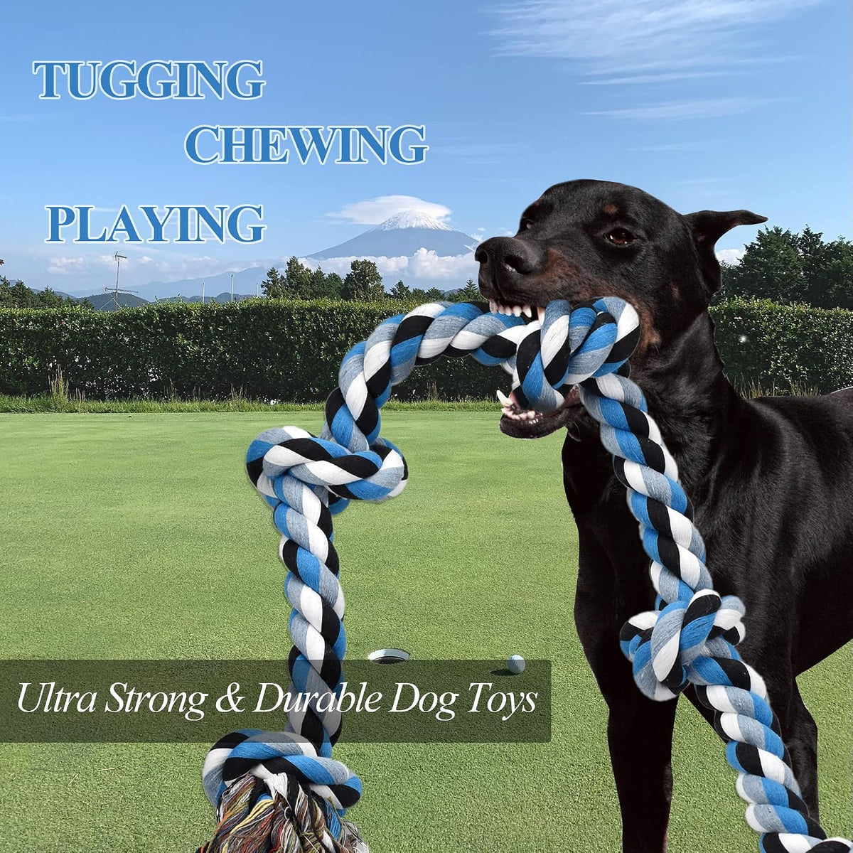 Safe chemical free washable cotton dog toy for teething large puppies