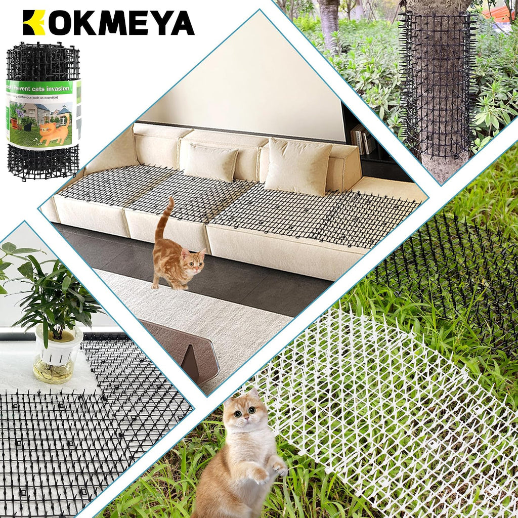 Pet Repellent Mat, White, 6.5 feet with 8 Ground Stakes 8 Zip Tie, Cat Repellent Mat with Gentle Spikes for Garden/Backyard, Dog and Raccoon Deterrent Mat, 78.74 inches x 11 inches. - Image 9