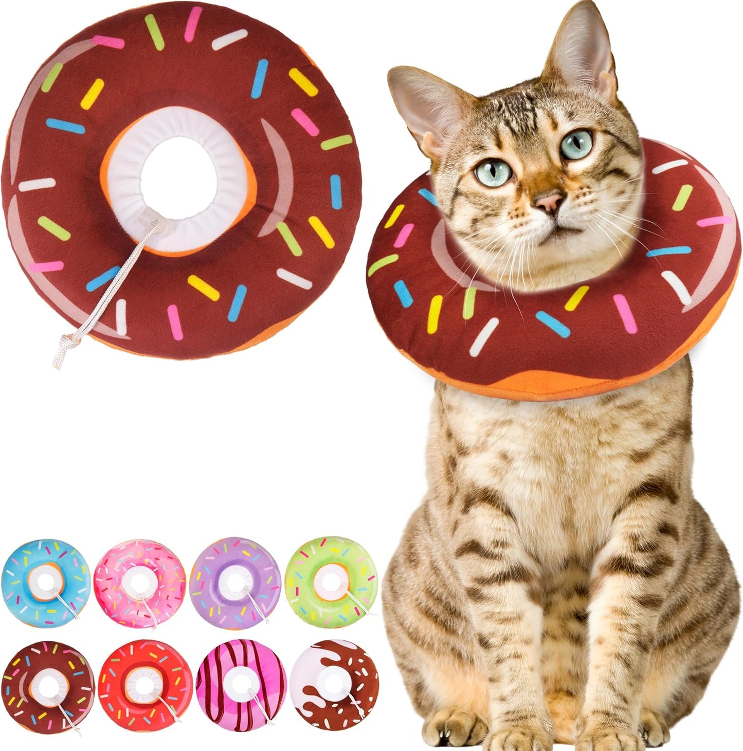 Cat Cone Collar Soft, Adjustable Cat Recovery Collars Spay Cones to Stop Licking, Cute Kittens Donut E Collar After Surgery, Anti-Lick Wound Healing Elizabetan Collars for Kittens (Pink, Small) - Image 15