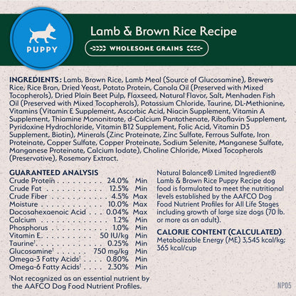 Natural Balance limited ingredient premium puppy kibble premium packaging view