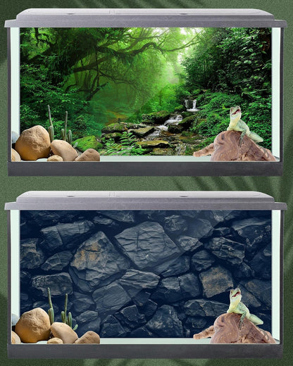Breling double sided terrarium poster setup including the included nano glue adhesive pack.