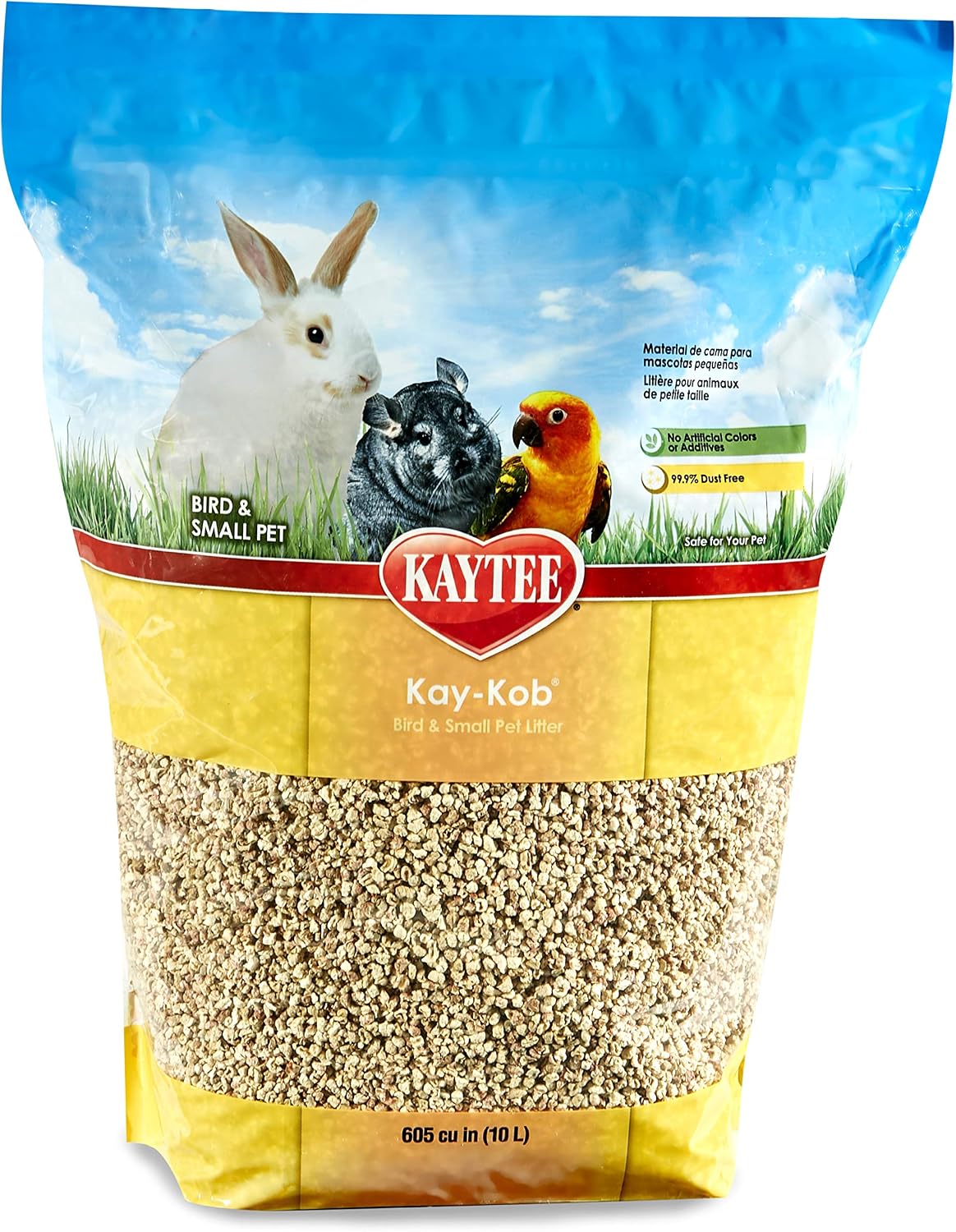Kaytee Kay-Kob bedding poured in small animal enclosure