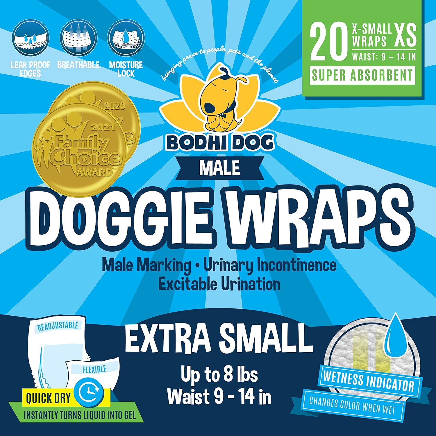 Bodhi Dog disposable male wraps size chart and breed suitability guide