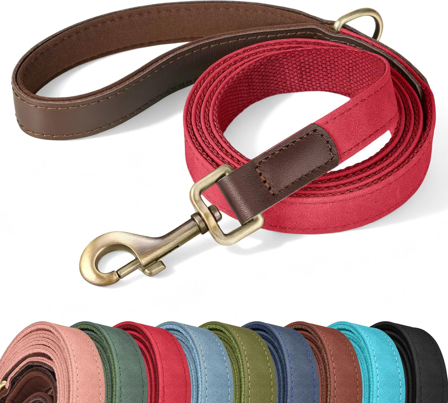 Didog PU Leather Dog Leash for Small Dogs 4.5ft, Soft Padded Handle Dog Leashes for Medium Size, Walking and Training Leashes Faux Leather for Large Pet,Green - Image 9