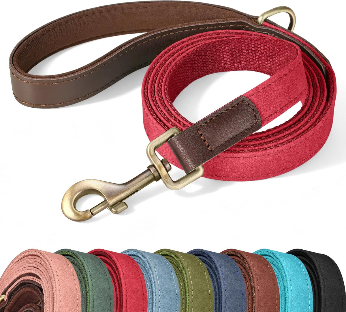 Didog PU Leather Dog Leash for Small Dogs 4.5ft, Soft Padded Handle Dog Leashes for Medium Size, Walking and Training Leashes Faux Leather for Large Pet,Green - Image 9