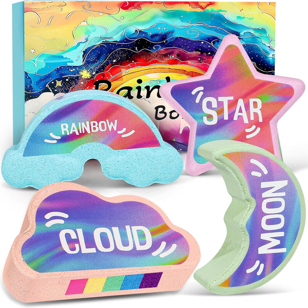 AWKUWA rainbow bath bombs for kids front view gift set