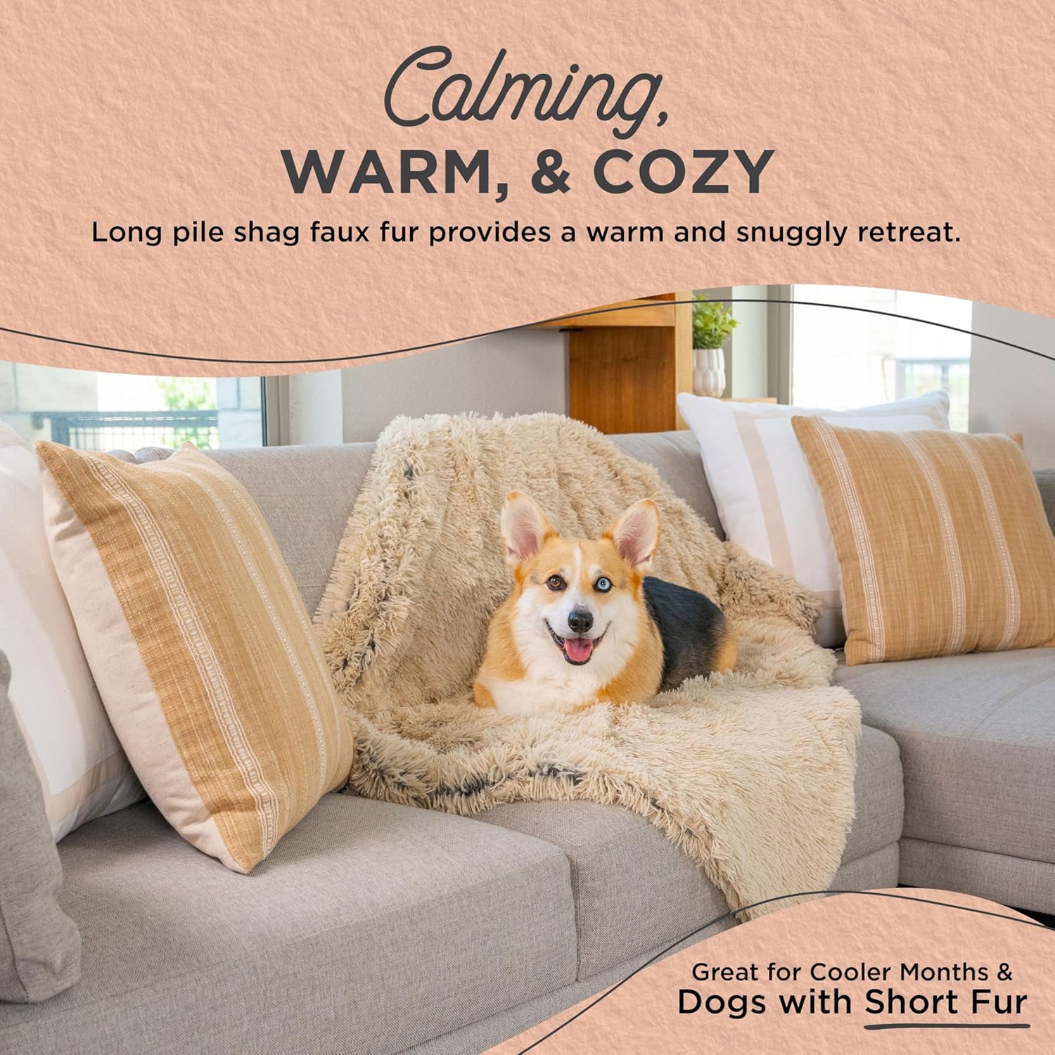 Anxiety relief ultra soft faux fur pet blanket for small dogs and cats