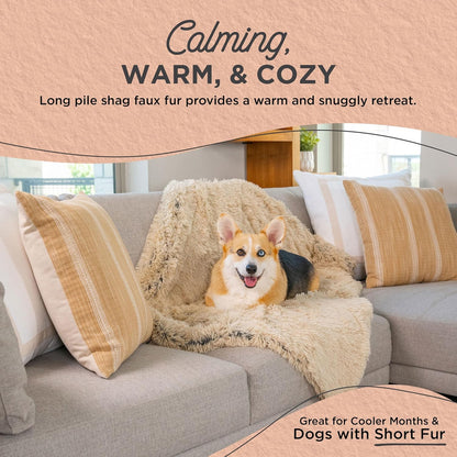 Anxiety relief ultra soft faux fur pet blanket for small dogs and cats