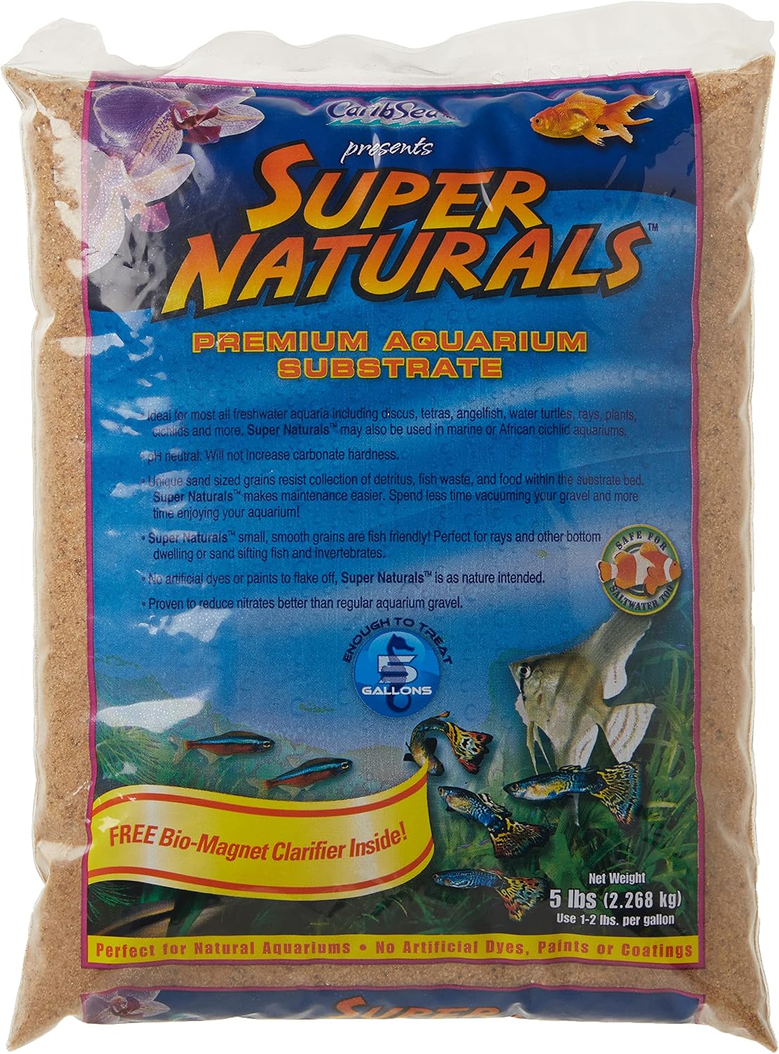 Carib Sea Super Natural Sunset Gold Aquarium Sand front view packaging