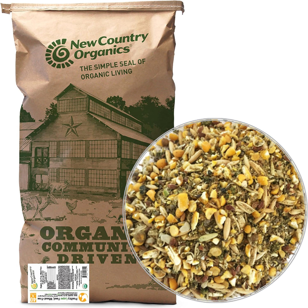 New Country Organics | Corn-Free Classic Layer Chicken Feed for Laying Hens | Corn-Free and Soy-Free | 17% Protein | Certified Organic and Non-GMO Chicken Food | 25lbs Bag - Image 13