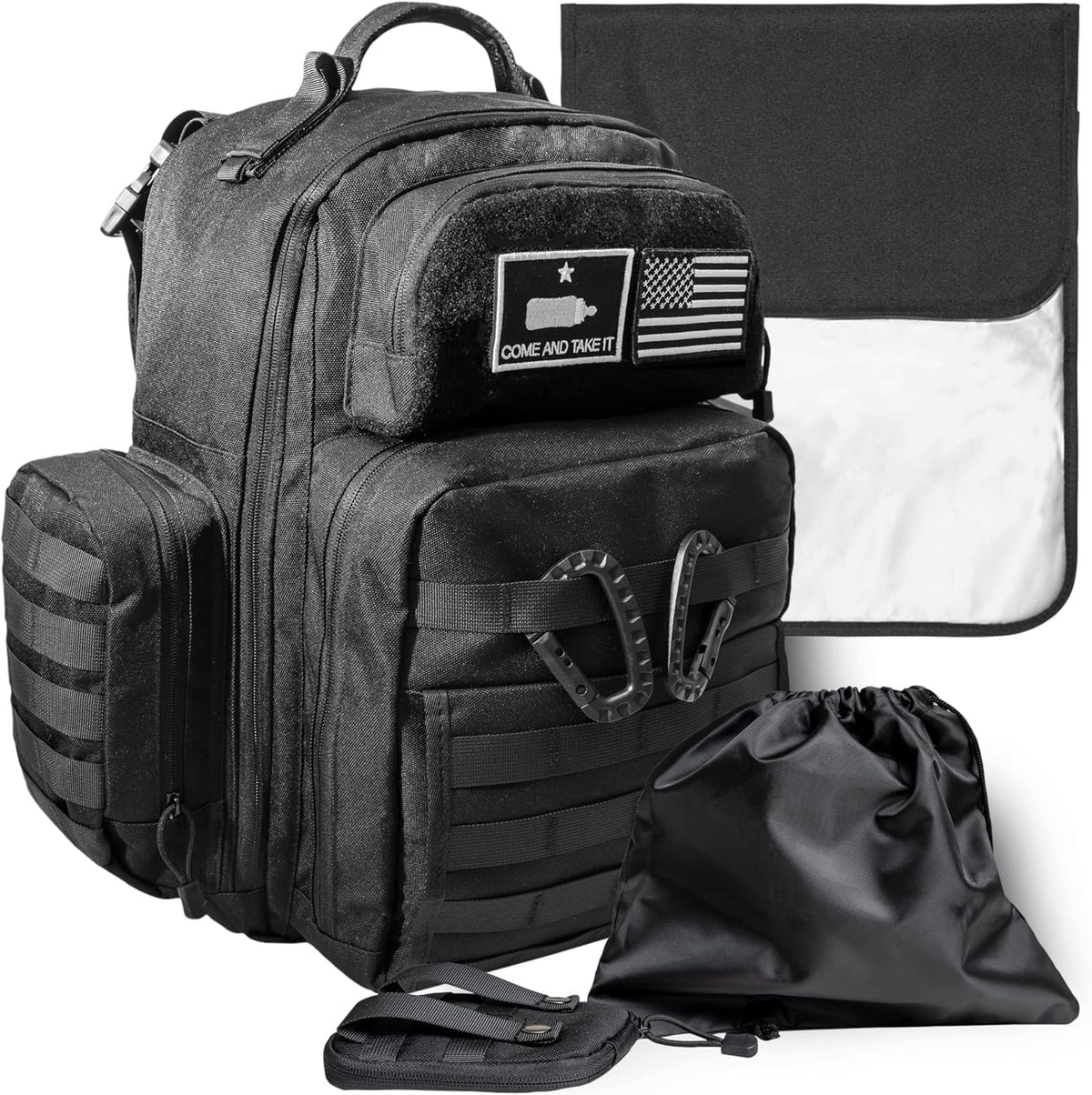 Tridee dad diaper bag front view military tactical backpack black