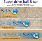 Smart motion activated cat ball showing the glowing LED light indicator modes