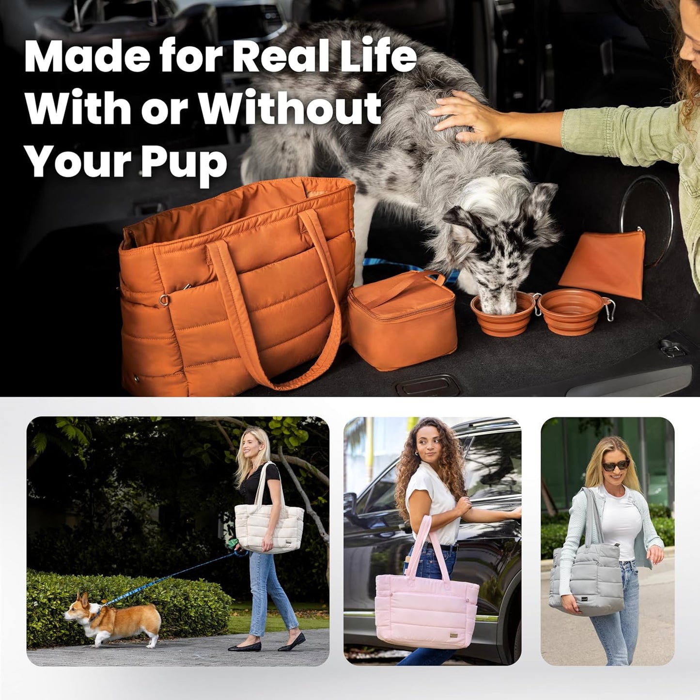 Rubyloo premium pet travel gear organizer tote bag side view