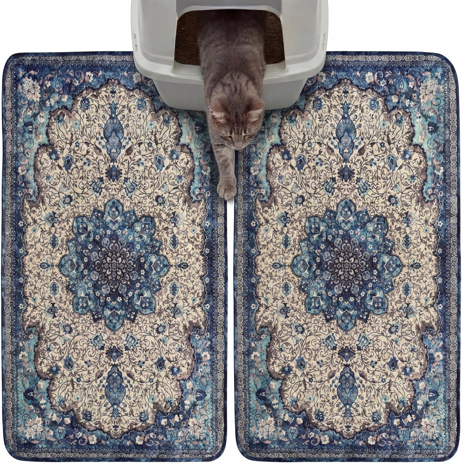 USA imported Hompet double mat set protecting home floor from litter tracks