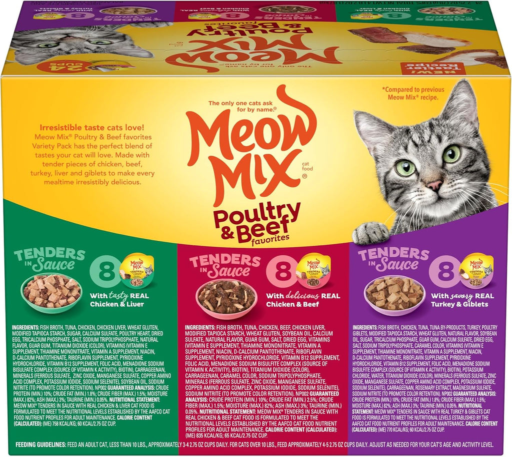 Meow Mix cat food cup showing peel-off lid