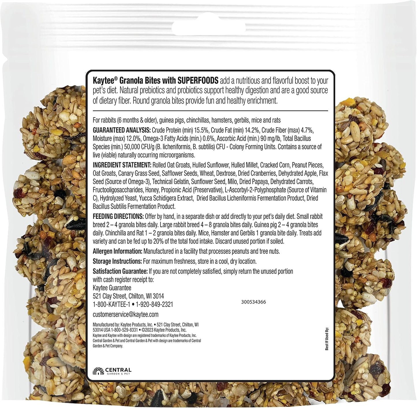 Kaytee prebiotics and probiotics small animal snacks close up view