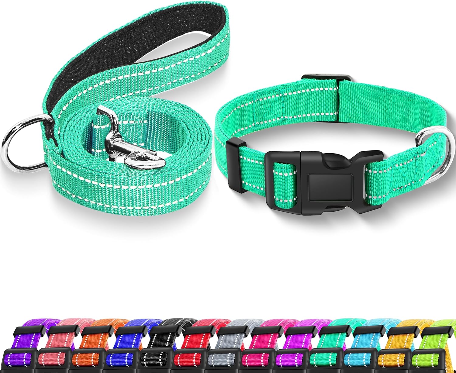 Maiiu reflective dog collar and leash set front view