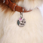 Customizable stainless steel pet ID tag with deep reverse side engraving.